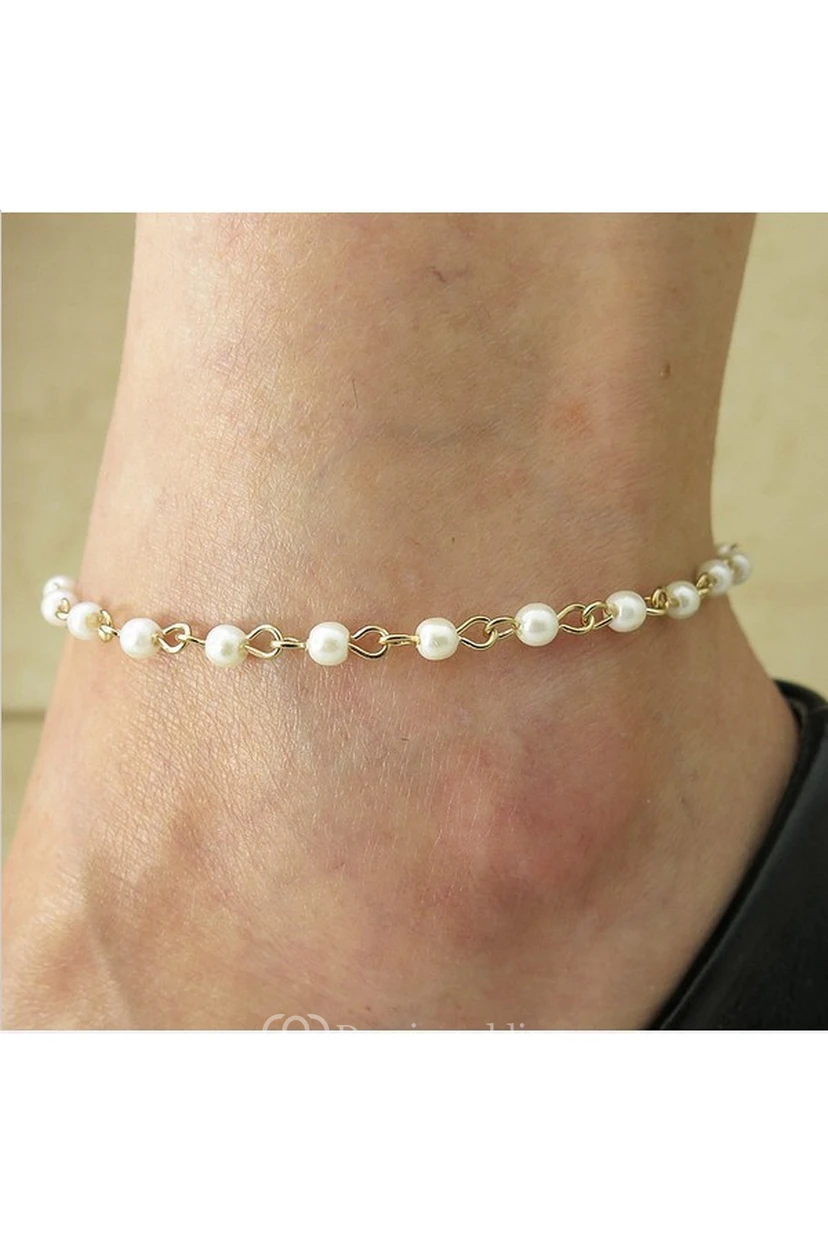 Tobillera sencilla de moda de aleación con perlas de estilo occidental