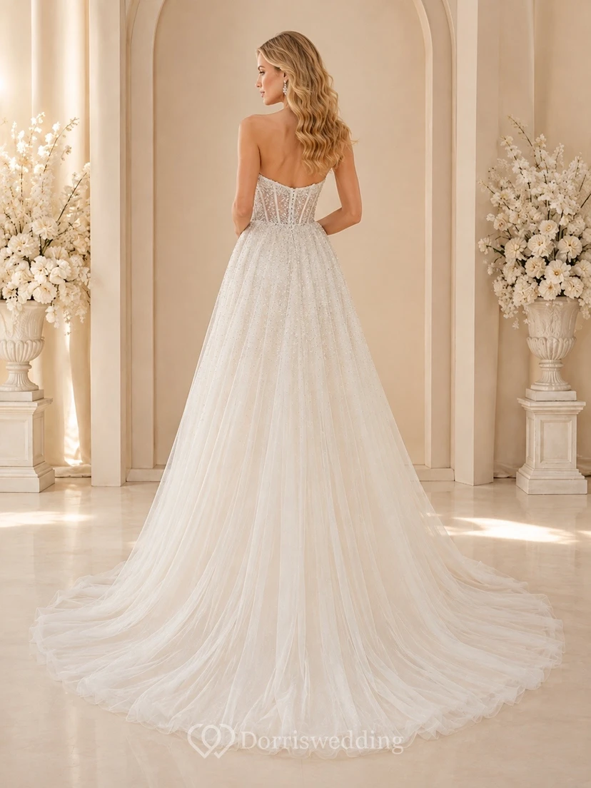 Vestido de novia elegante de corte A para ceremonia formal view 2