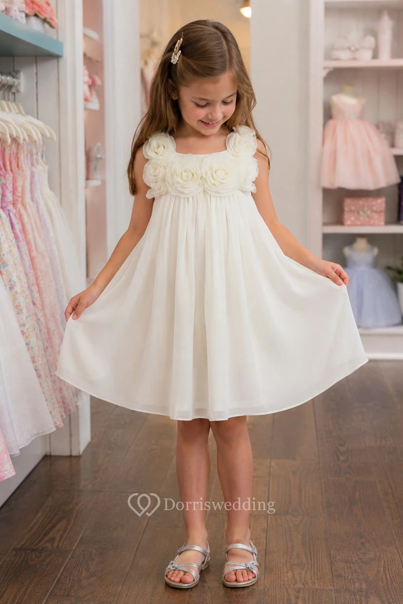 Knee-Length Sleeveless Chiffon Flower Girl Dress view 8