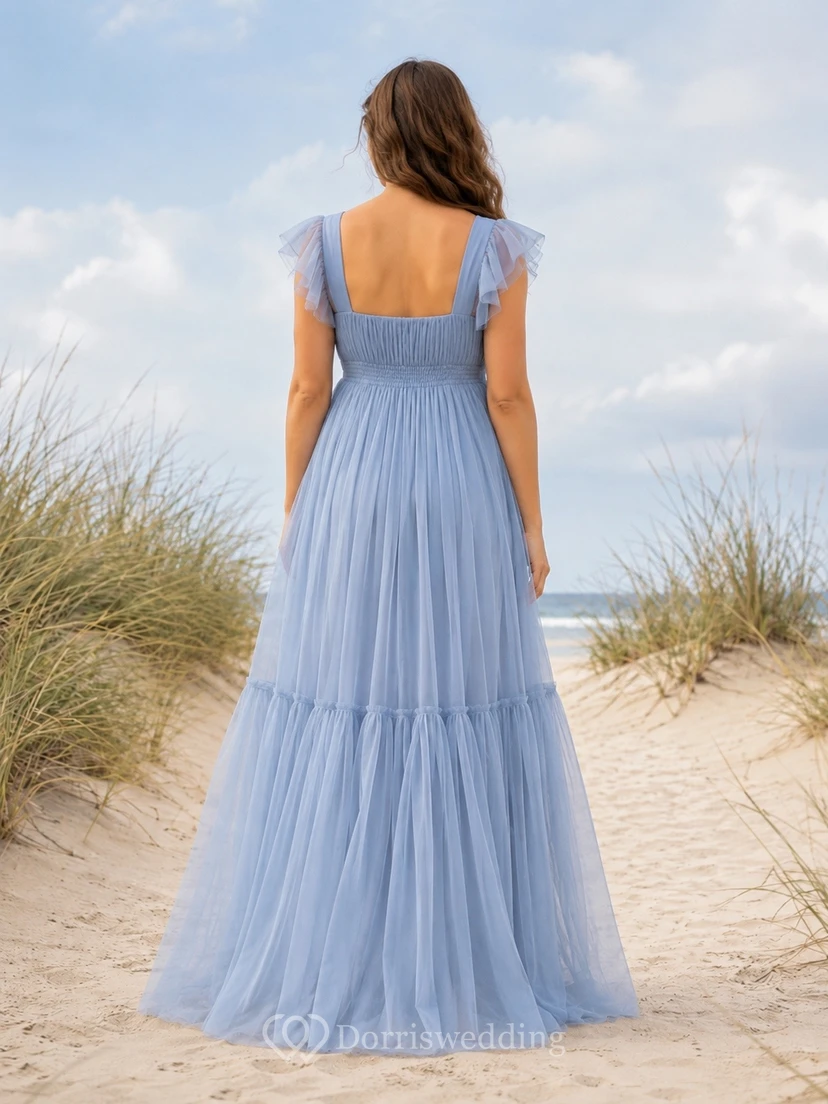 Maternity Sky Blue Short Sleeve Tiered Chiffon Maxi Dress view 2