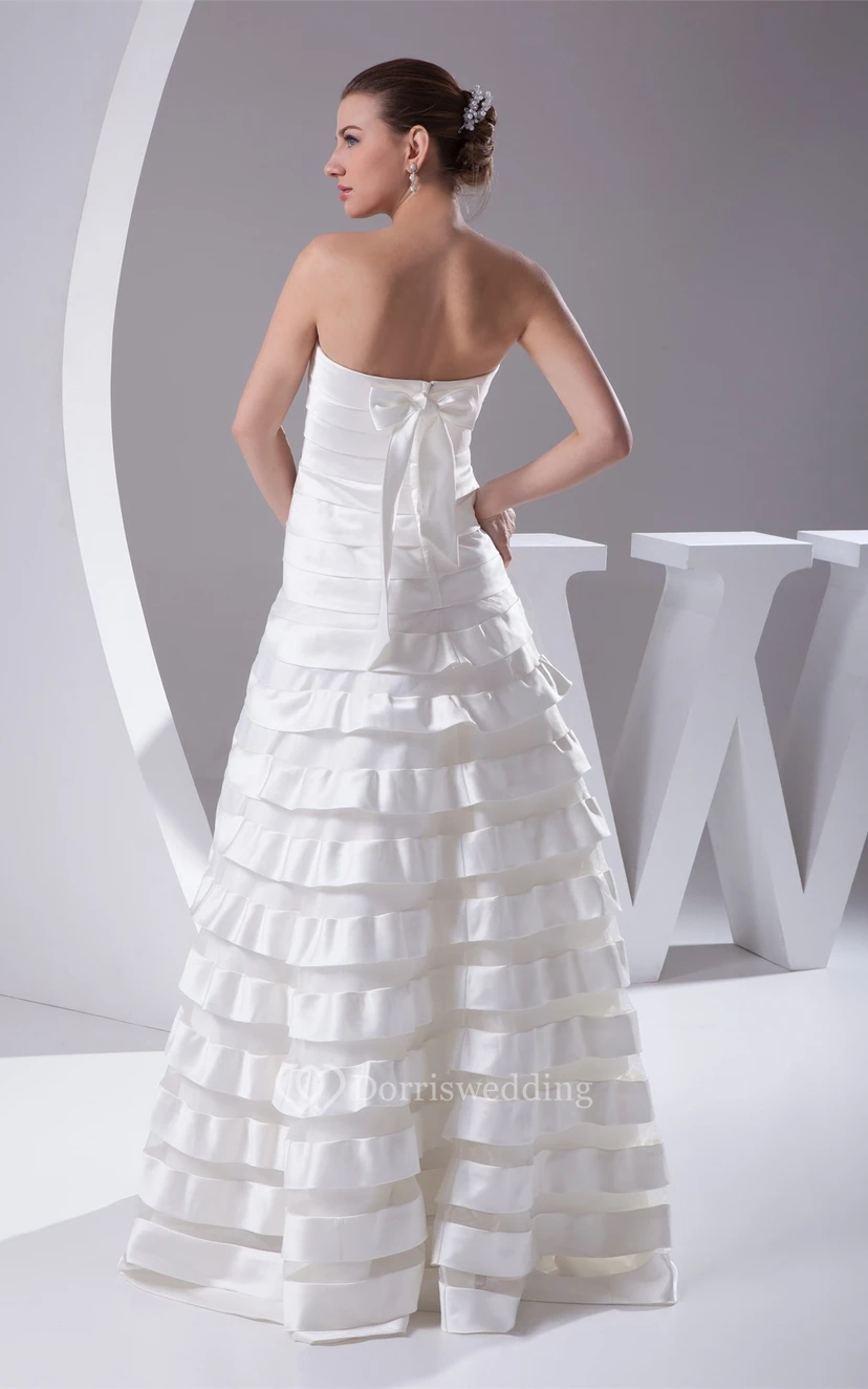 Simple A-Line Floor Length Gown With Bandage and Back Bow view 8