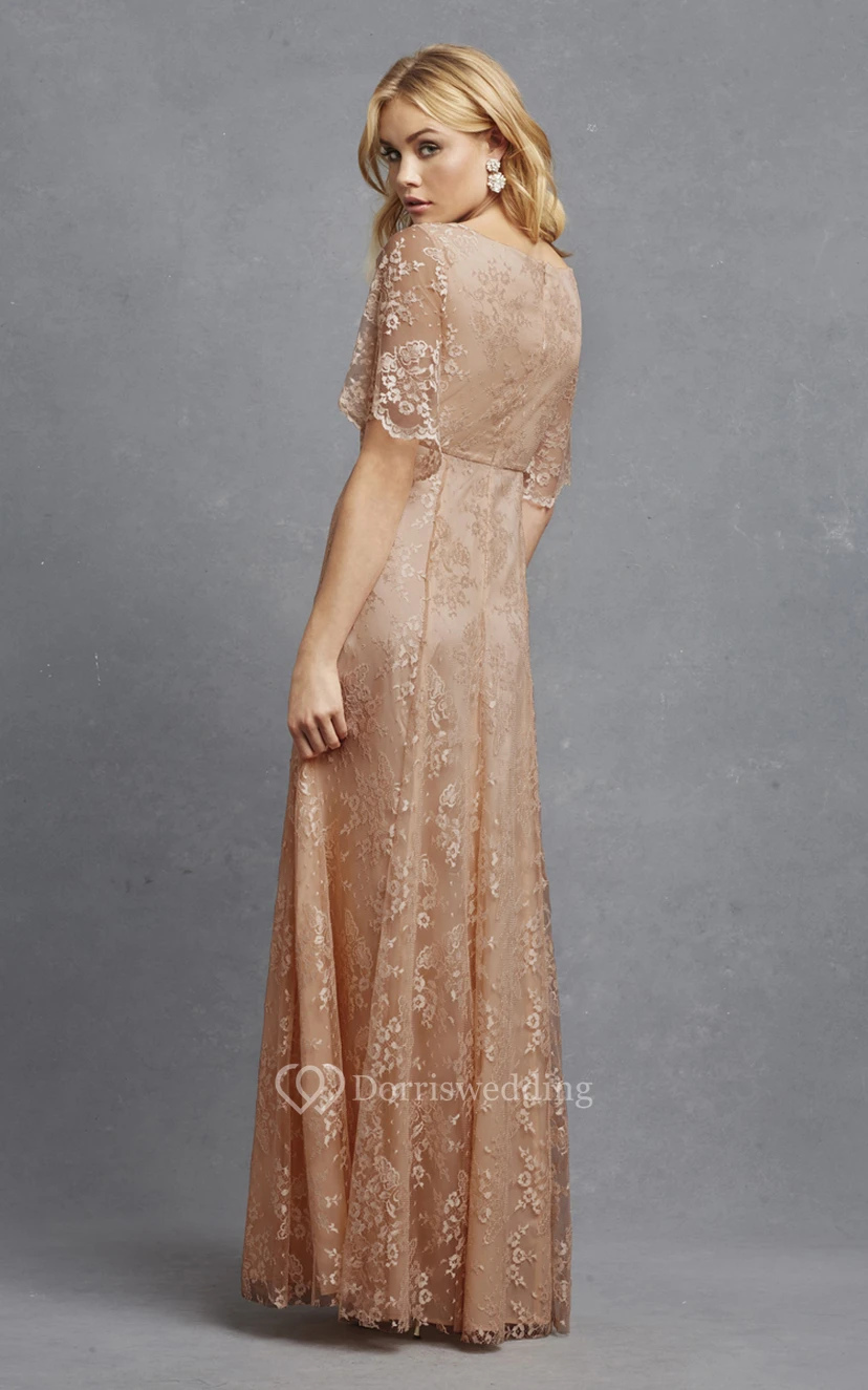 Romantic A-Line Lace V-Neck Dress With Bell Sleeves view 5