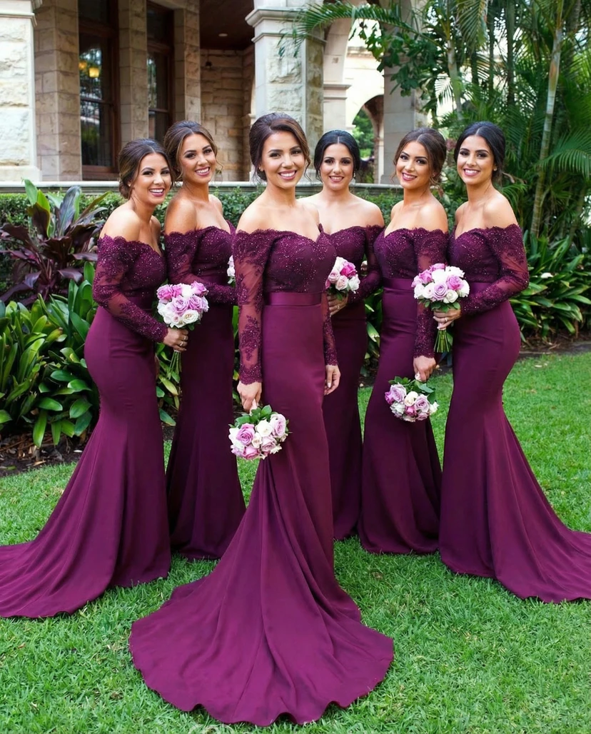 Sequined Mermaid Gown with Beaded Sleeves