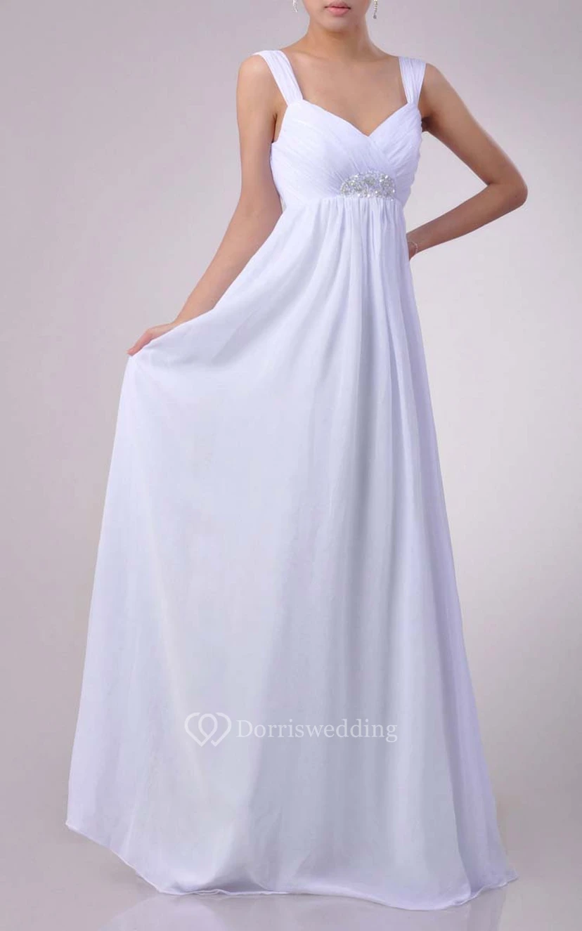 Floor-length Sweetheart Empire Chiffon Dress With Beading view 3