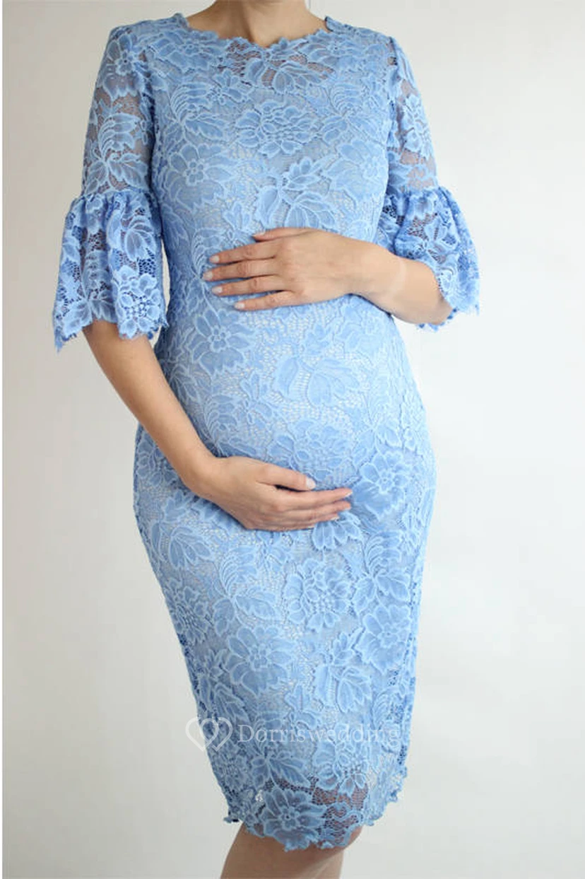 Sheath Illusion Half Sleeve Empire Dress view 3