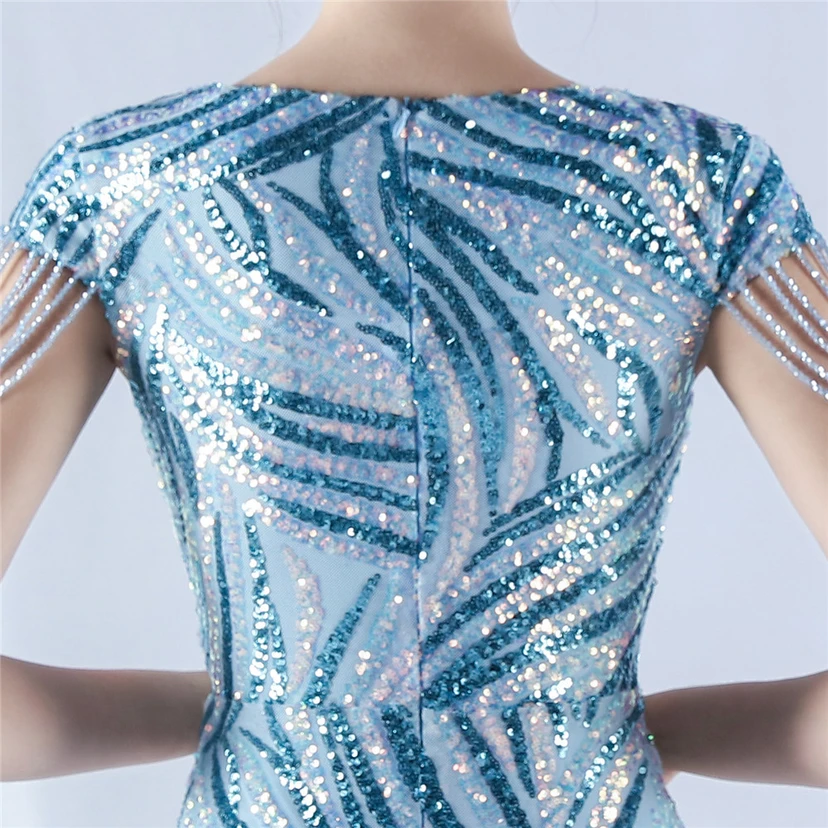 A-Line Big Swing Dress Skirt Encrypted Sequined Craft Beaded Evening Dress view 79