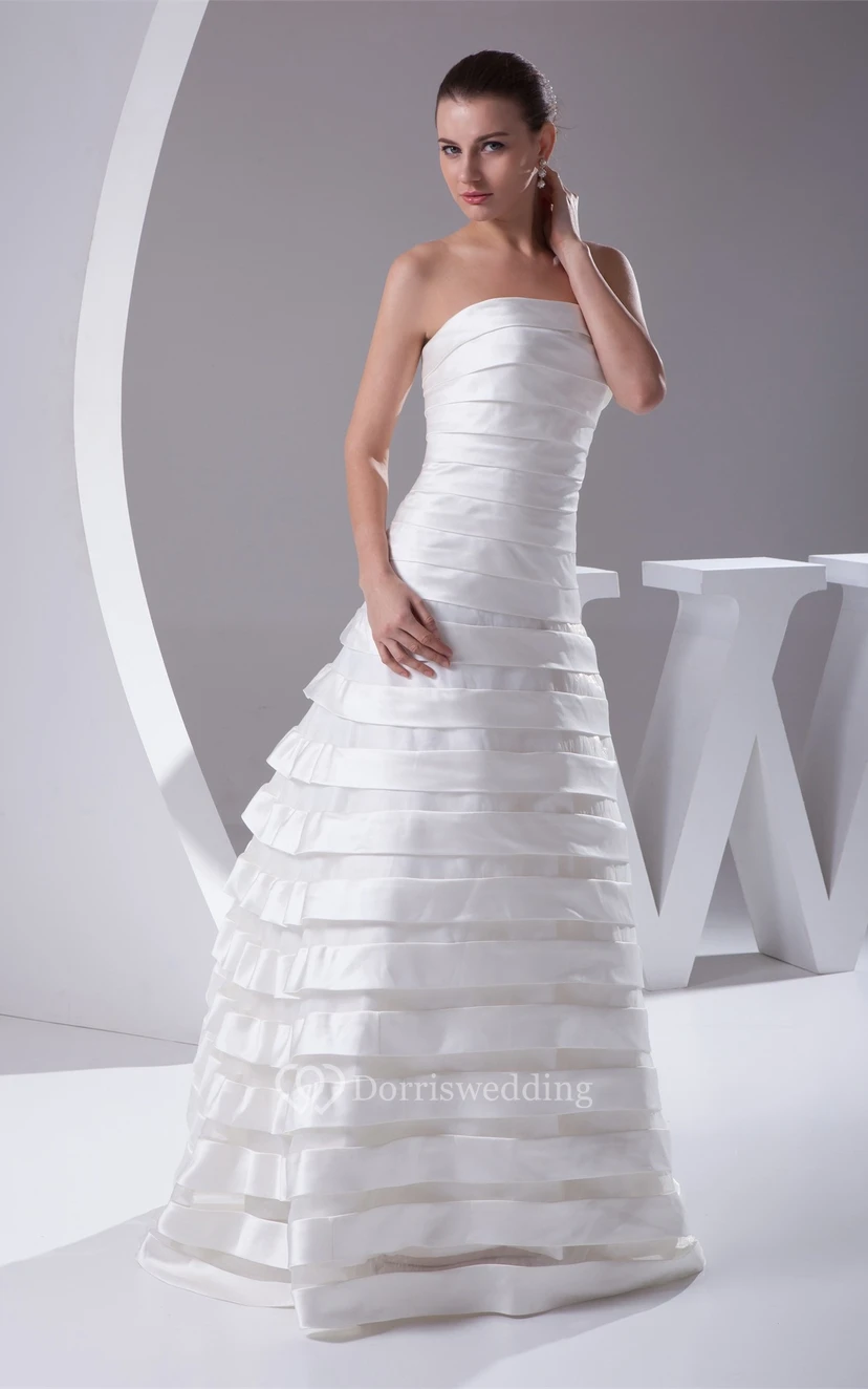 Simple A-Line Floor Length Gown With Bandage and Back Bow view 5