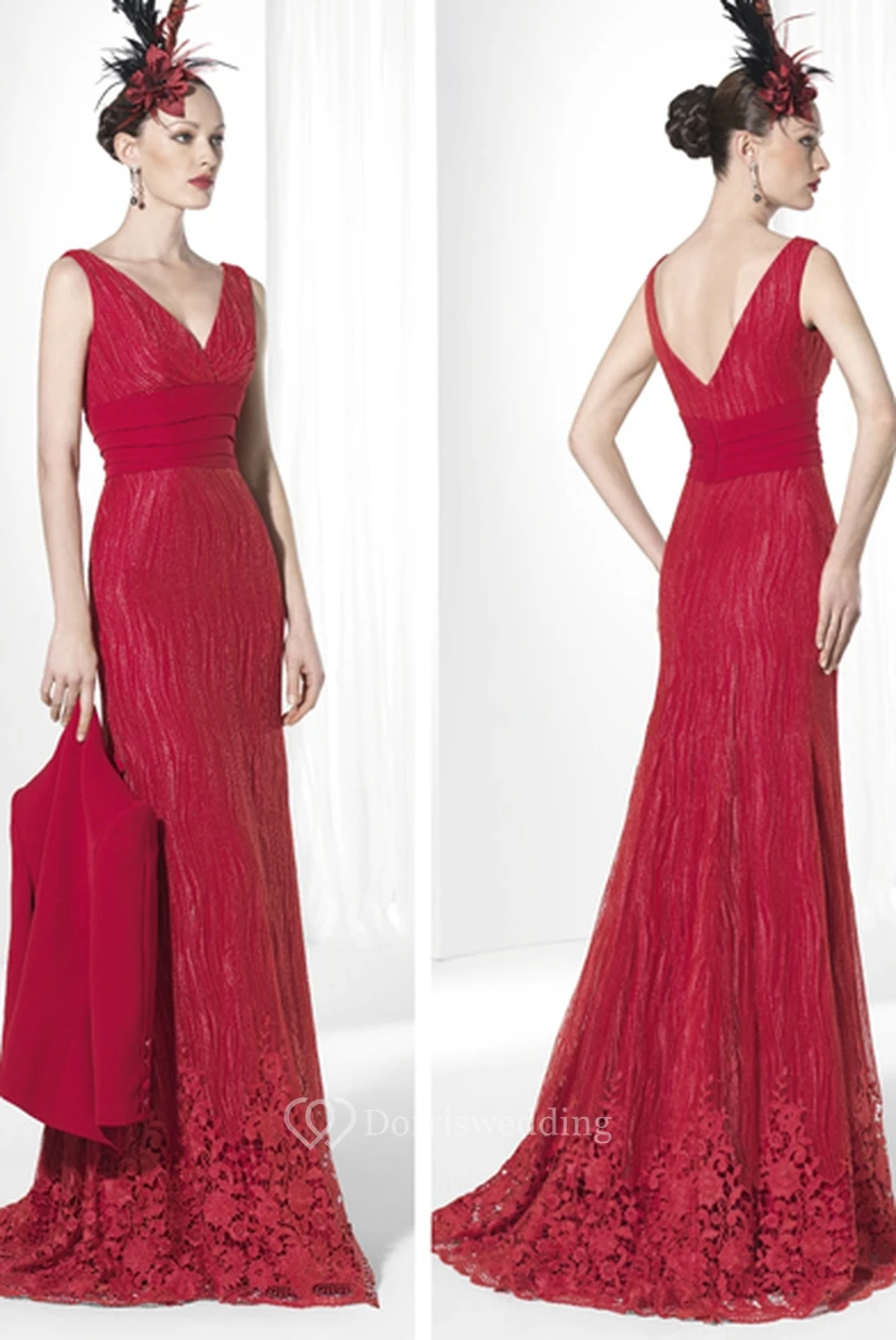 Half-Sleeve Long V-Neck Jacket Prom Dress With Appliques view 2
