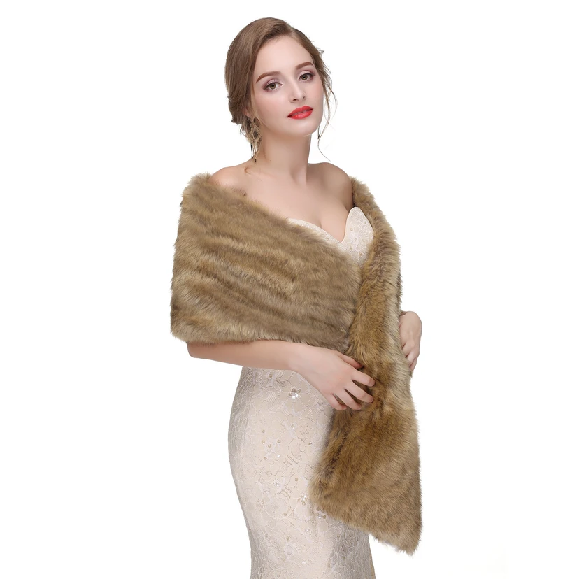 Bridal Winter Warm Wool Cape Fur Wedding Dress Fox Fur Waistcoat view 17