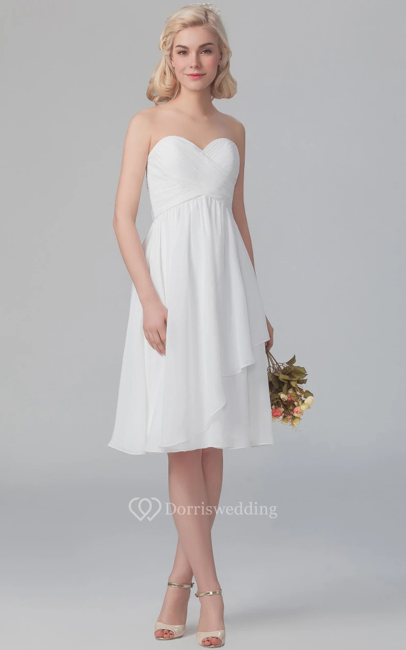 Sweet Layered Short Dress With Ruched Bodice