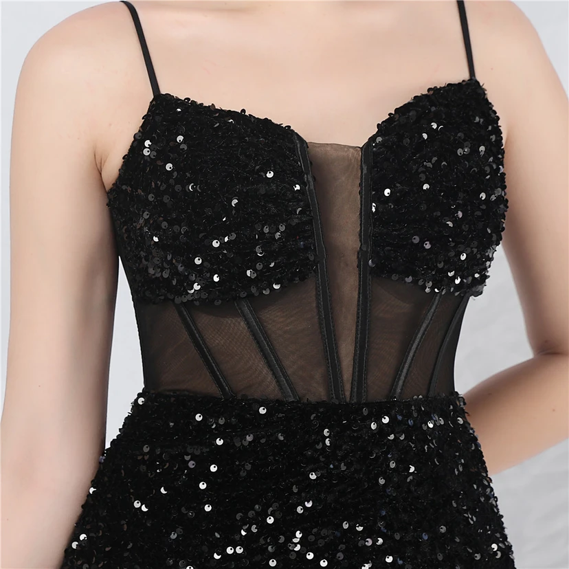 Palace Style Heavy Fishbone Waist Mesh Sequined High-End Evening Dress view 16