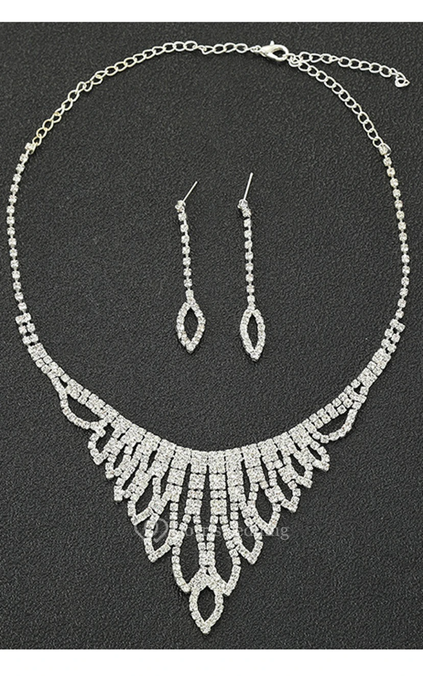 Fabulous Bridal and Gala Rhinestone Necklace and Earrings Jewelry Set view 2