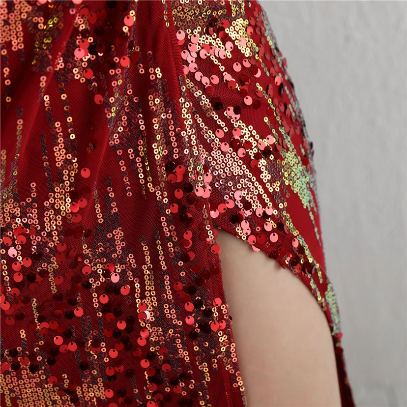 Nouvelle jupe longue fendue à sequins Aura Queen, style banquet de célébrités. view 18