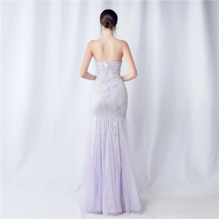 Positionierung Blumenschnitt Netz Pailletten Hochzeitsdinner Toast Party Abendkleid view 42