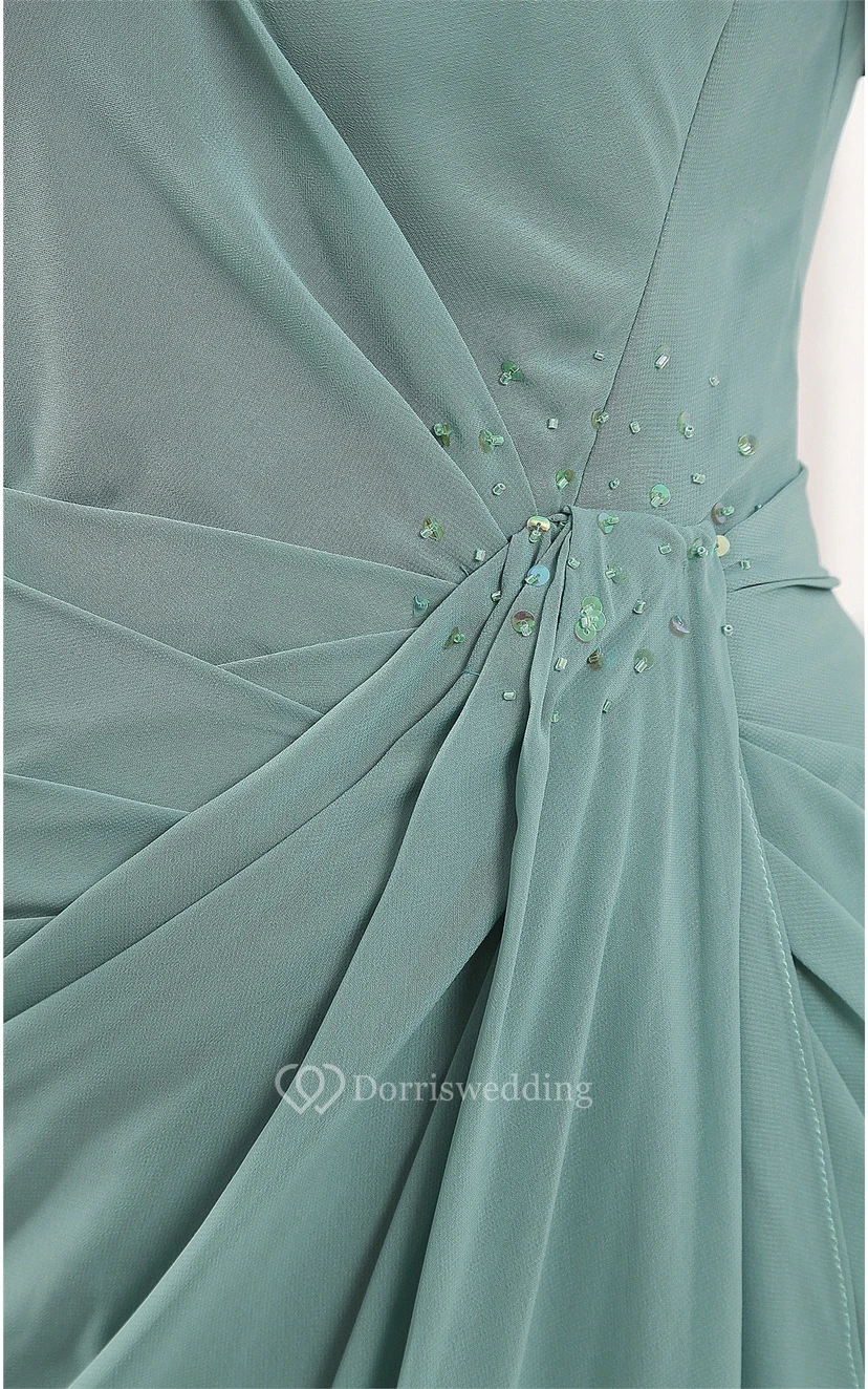 Bolero largo de gasa con escote corazón y vestido con fruncido central. view 6