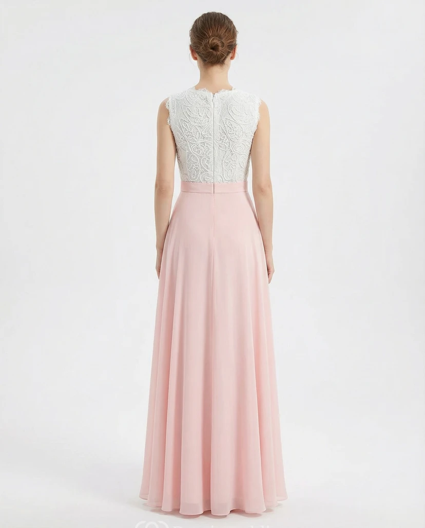 Sleeveless Lace Bodice Chiffon Prom Dress view 2