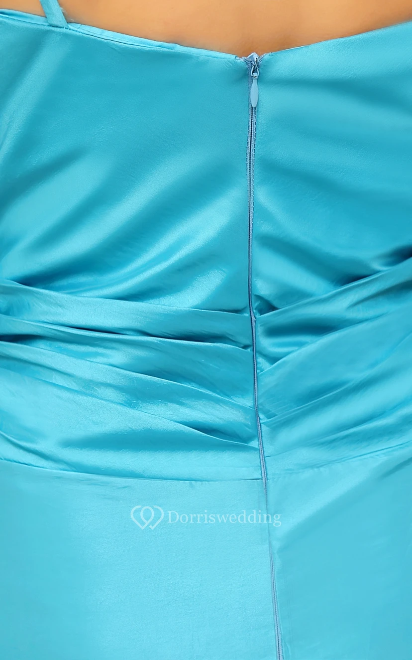 One-Shoulder Taffeta Mermaid Gown With Floral Strap view 5