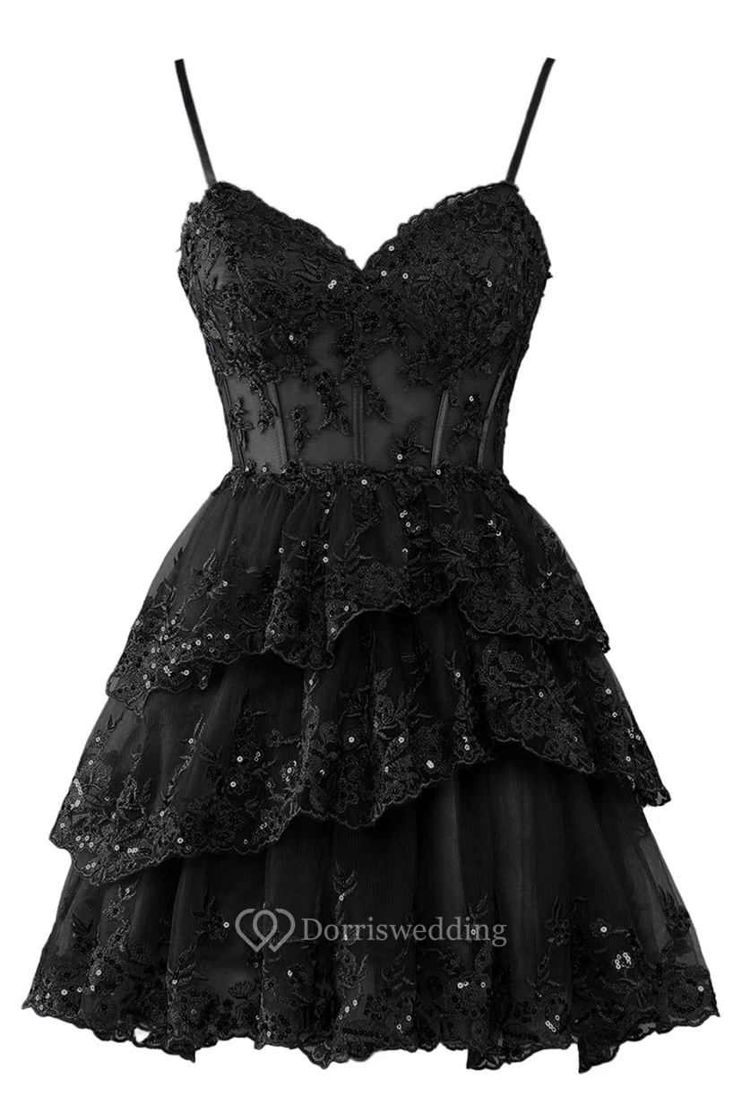 Blue Off-the-Shoulder Short Dress with Lace view 13