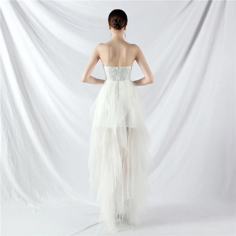 Kleid mit positionierten Blumenperlen und gespleißtem Netzstoff view 6
