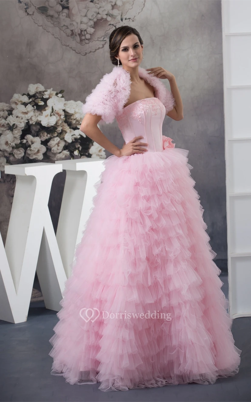 Sleeveless Ruffled Bolero and Ball-Gown With Appliques view 4