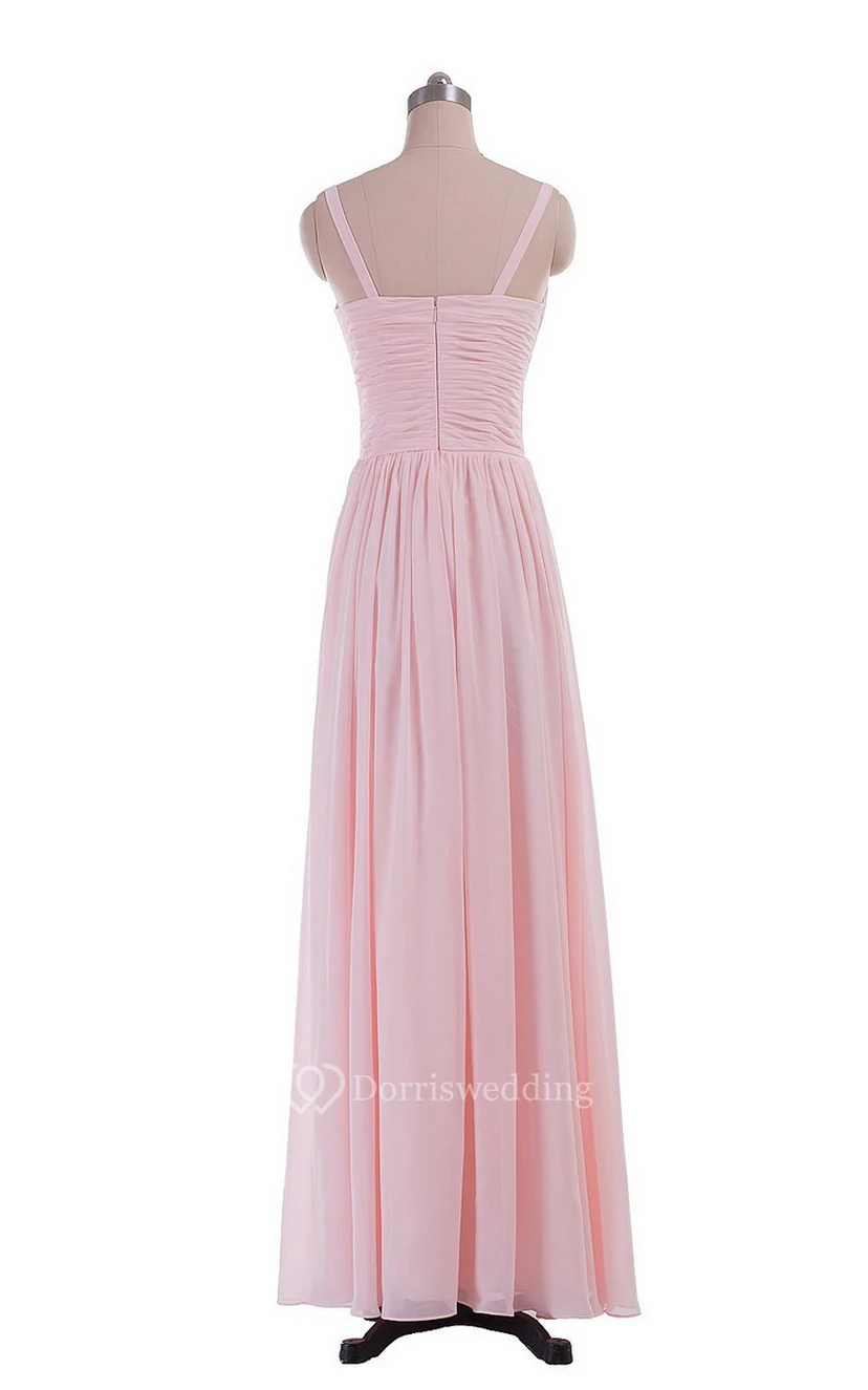 Sleeveless V-neck Chiffon Dress With Crisscross Ruching view 5