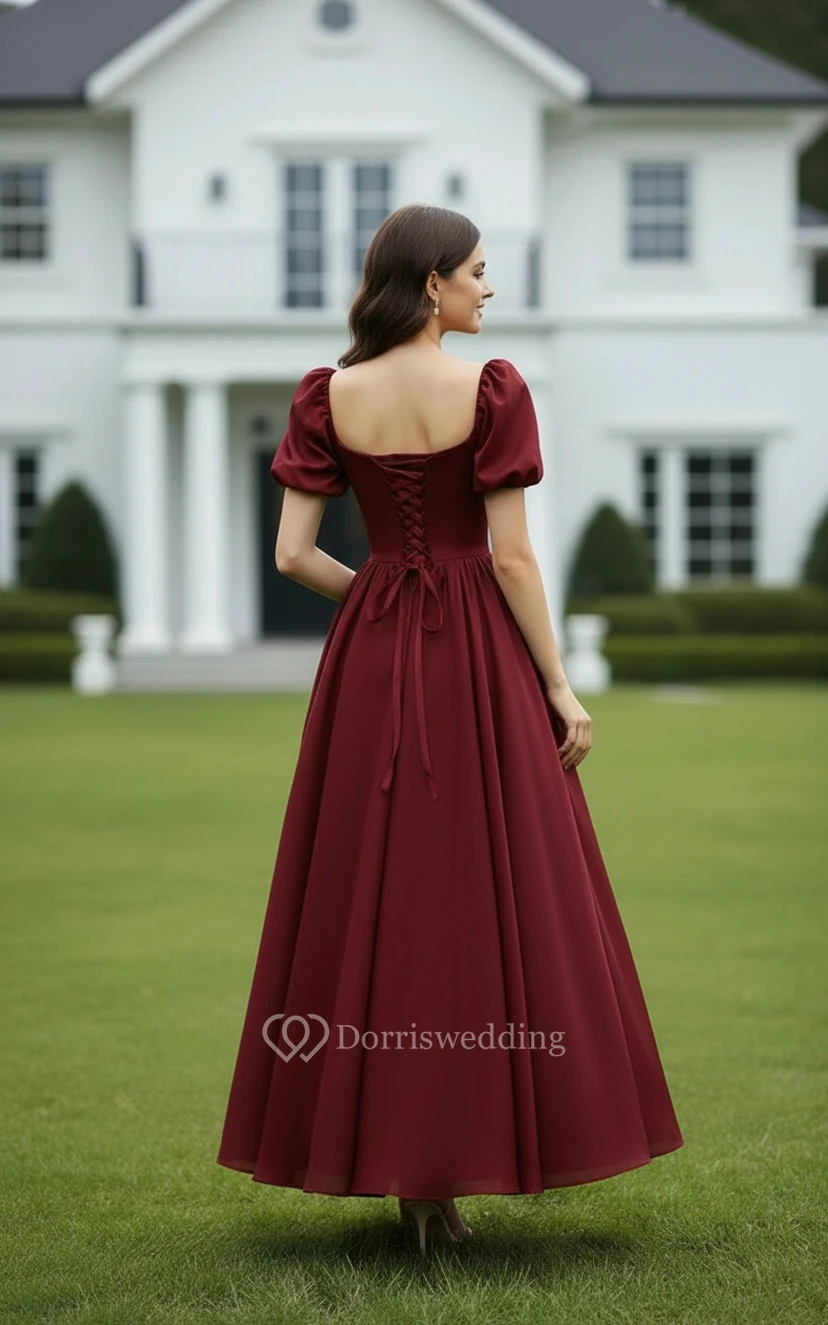 Vintage 1950s Style Modest Organza Prom Dress view 3