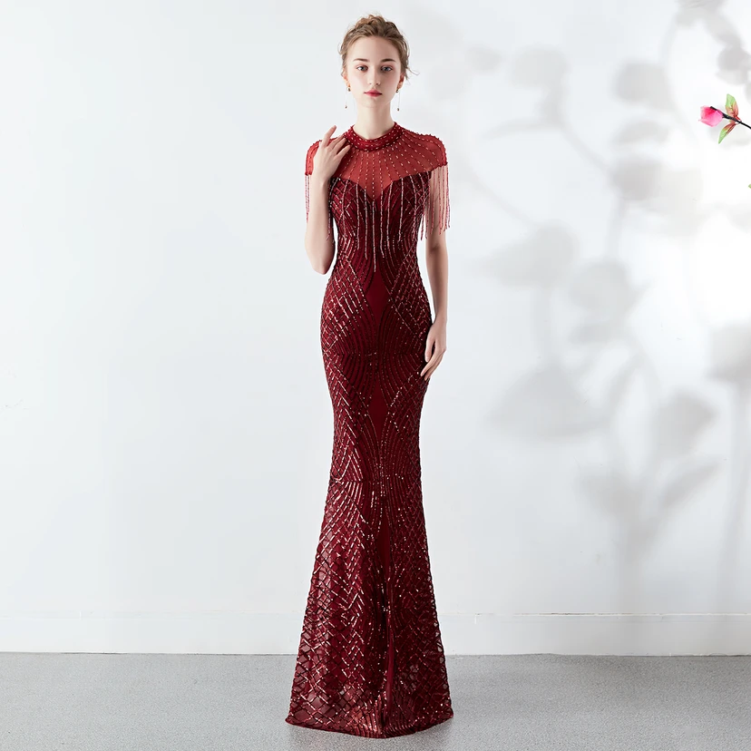 Abendkleid Frühling Langes Meerjungfrauen-Schlankes Bankettkleid für Damen