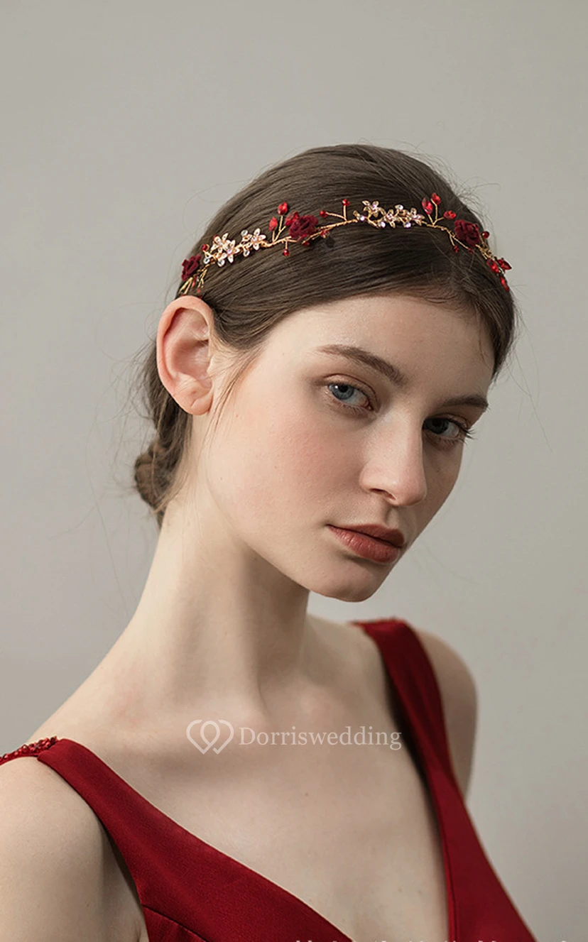 Flower Retro Style Rhinestone Headband view 2