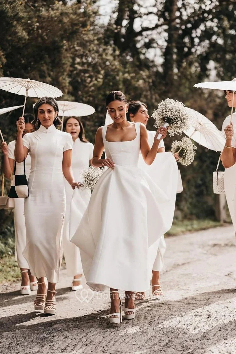 Robe de mariée blanche bustier pour l'extérieur view 3