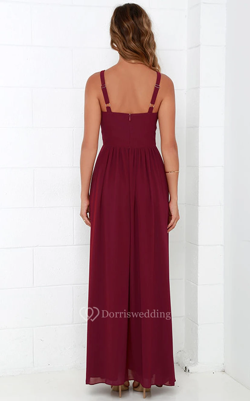 Chiffon Long Simple Sleeveless Dress With Front Split view 7