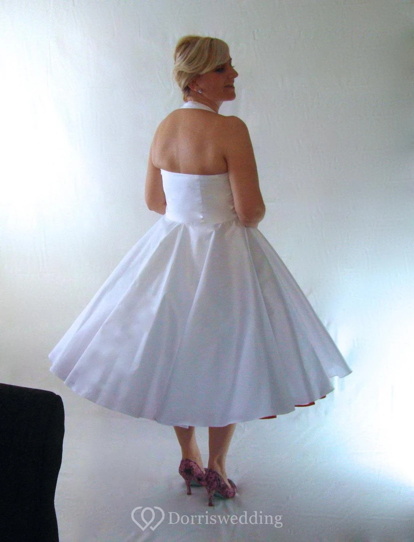 Vestido de tafetán de corte A sin mangas hasta la rodilla con fajín de lazo de satén. view 5