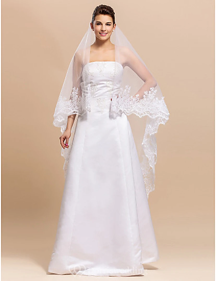 Gracious One-tier Tulle Chapel Wedding Veil view 6