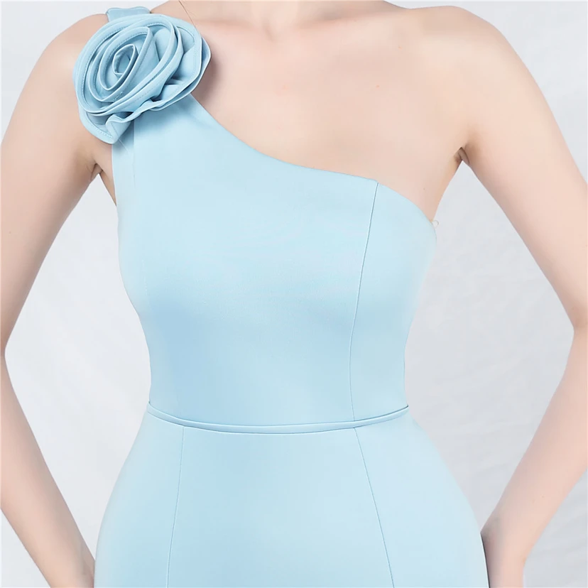 Unique Fashion Flower Design Simple And Elegant One-Shoulder Long Dress High-End Evening Dress view 62