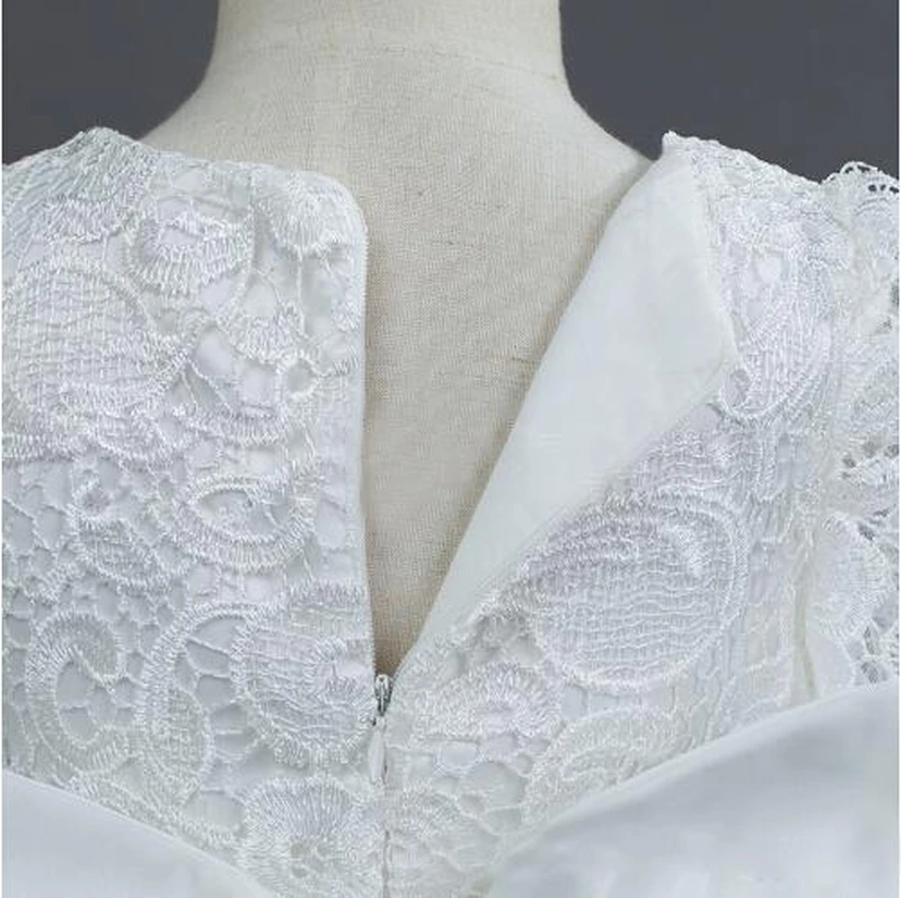 Lovely Tulle Lace Flower Girl Dress Bowknot Long Sleeve Zipper view 5