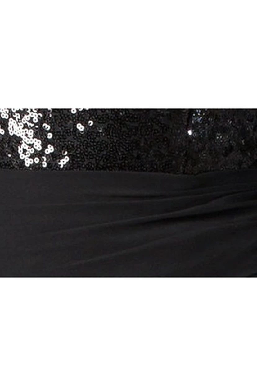 Langes Chiffonkleid mit Paillettenoberteil, U-Boot-Ausschnitt und Seitenschlitz, ideal für die Mutter der Braut und mit langen Ärmeln. view 2