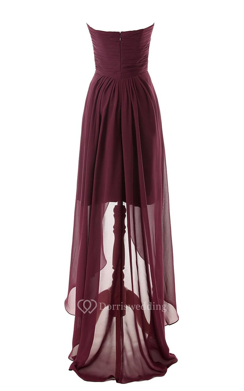 Sweetheart Asymmetrical High-low Layered Chiffon Dress view 3