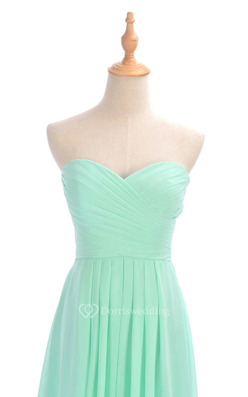 Sweetheart Criss-cross Chiffon A-line Dress With Lace-up Back view 34