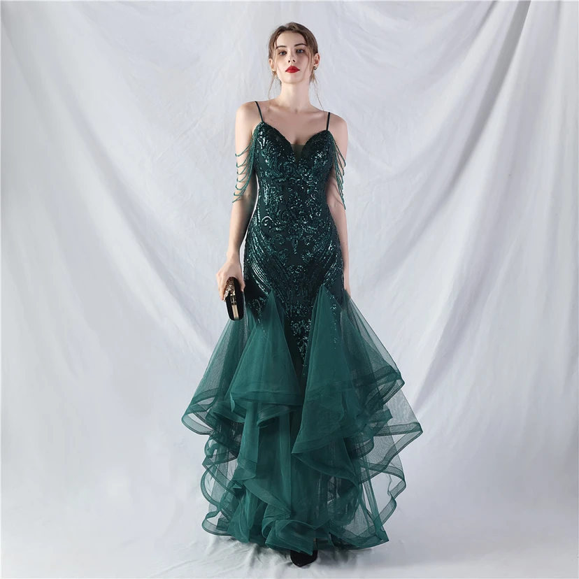 Handgefertigte Perlen, festes Netz, Positionierungsblumenperlen, Spleißnetz, heißes Tanz-Feier-Performance-Kleid view 75
