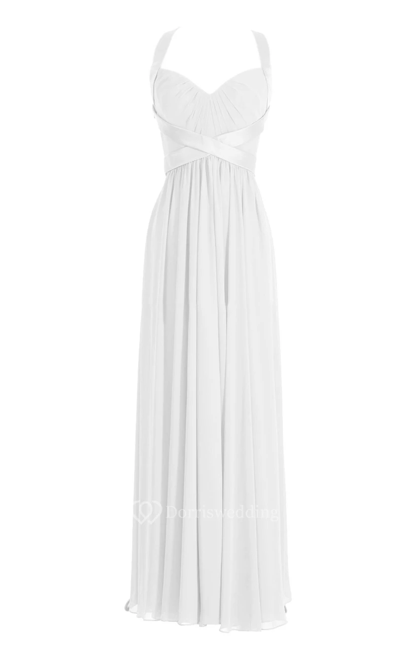 Queen Anne Dress With Satin Belt and Keyhole Back view 2