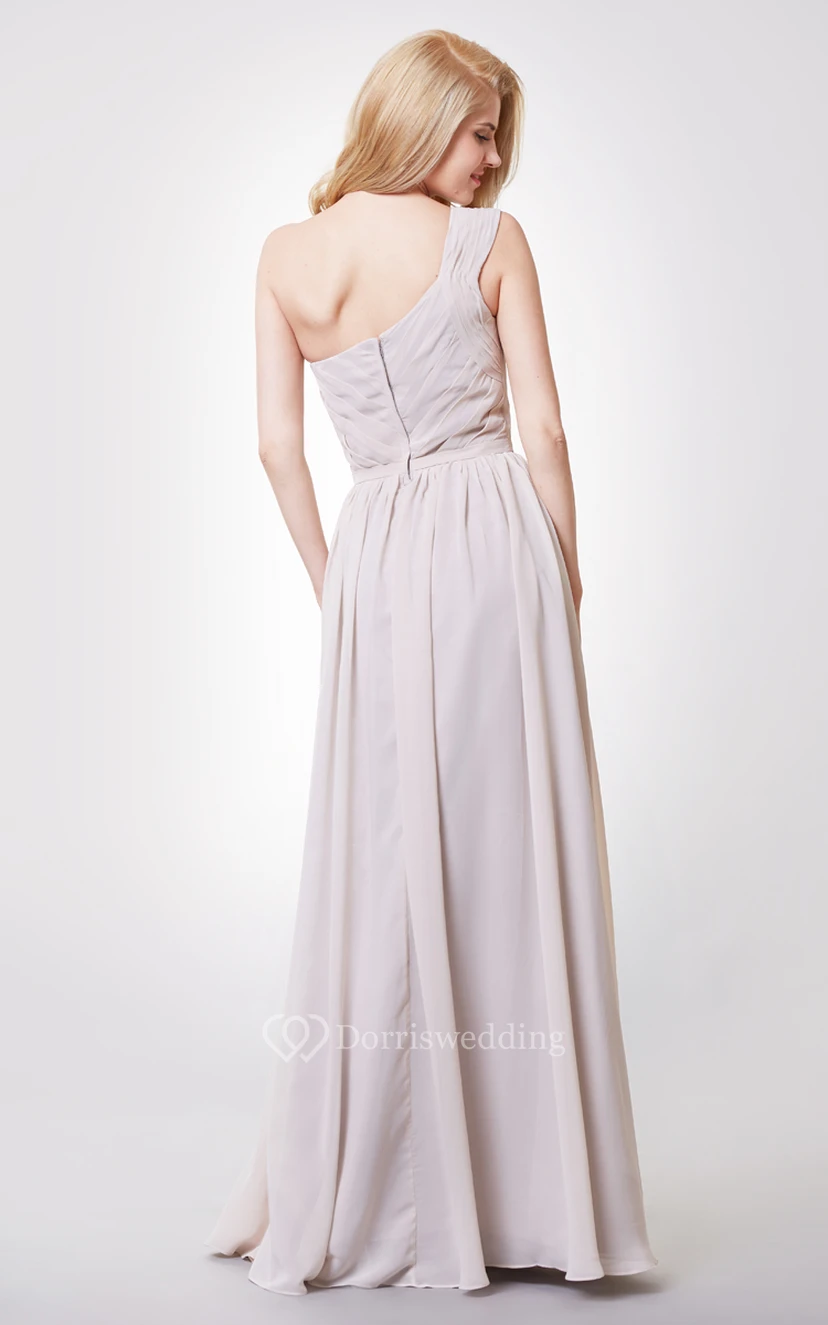 Graceful One-shoulder A-line Chiffon Floor Length Dress view 4