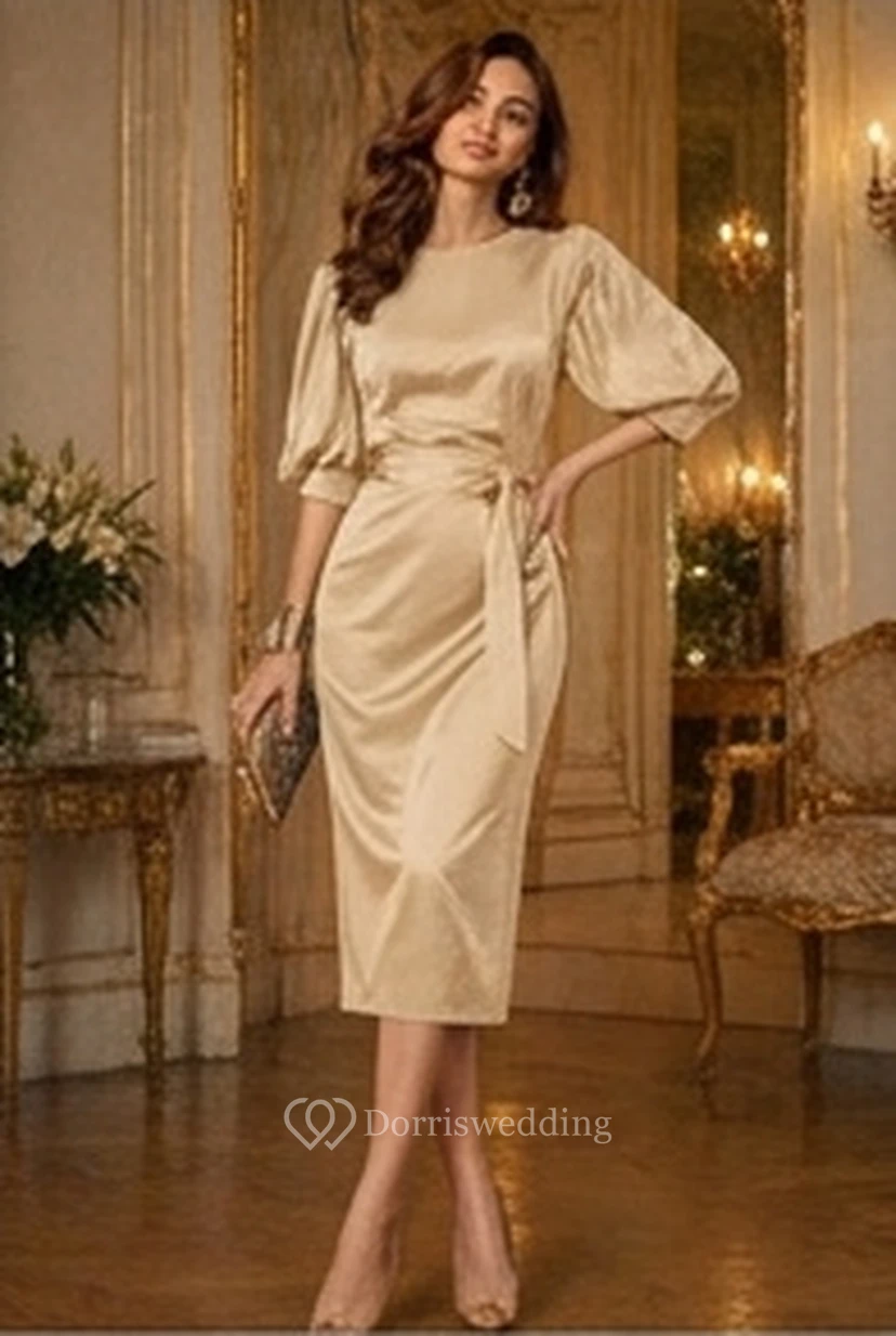 Navy Blue Formal Retro Knee-Length Pencil Wedding Guest Dress view 19