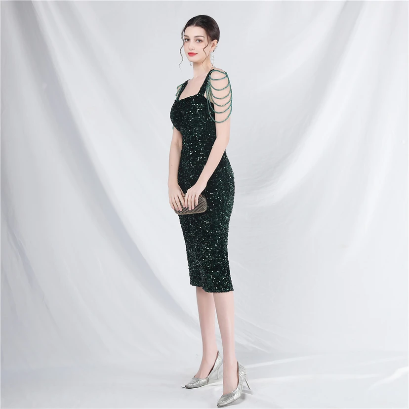 Craft Sequined Velvet Bottom Imitation Handmade Fantasy Sequin Evening Dress Daily Mini Dress view 64
