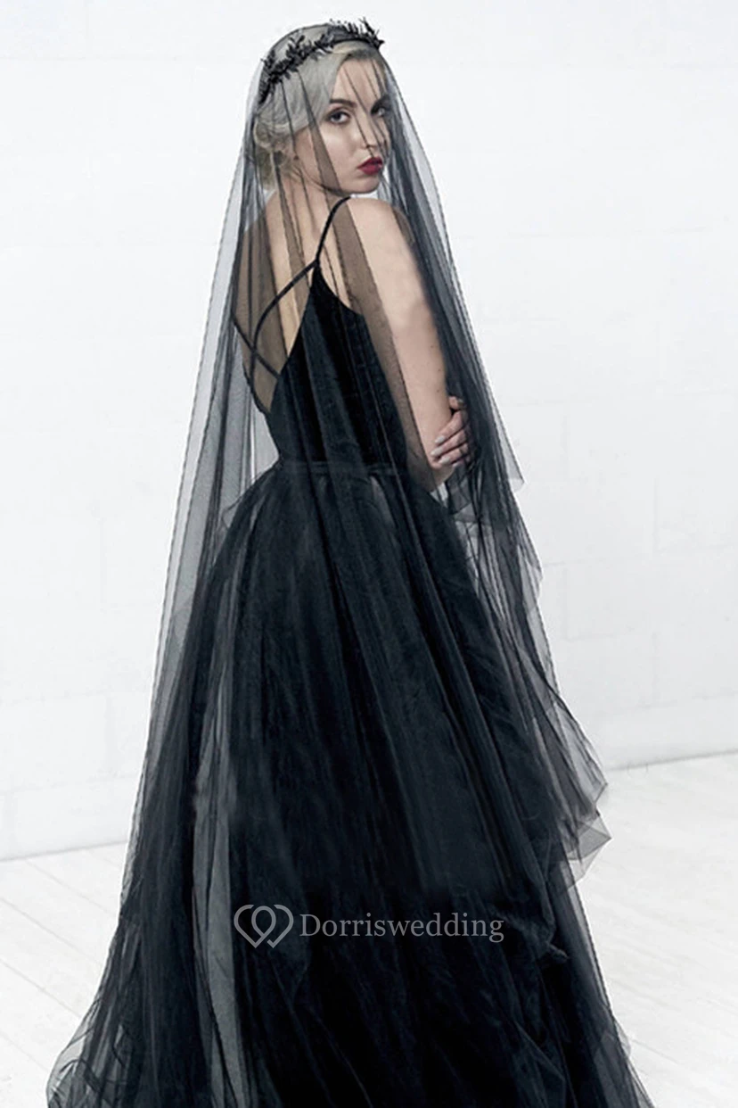 Simple Korean Style Bride Black Soft Tulle Veil 