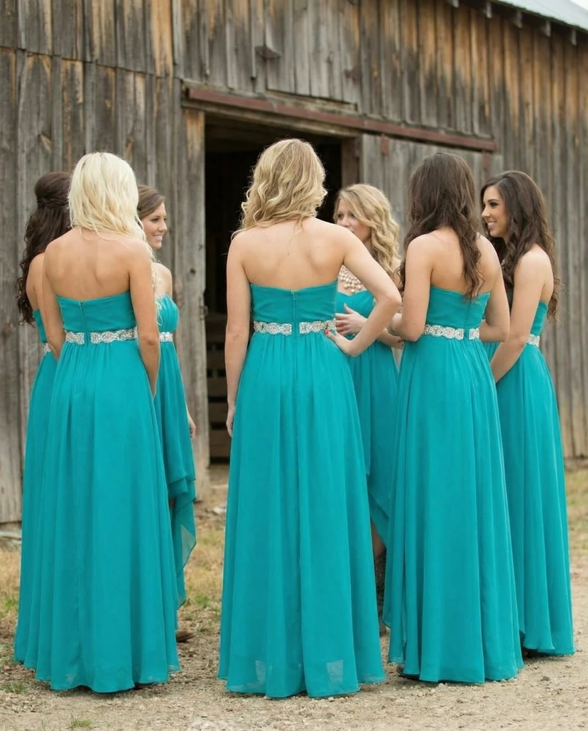 High-Low Chiffon Sweetheart Bridesmaid Dress view 2