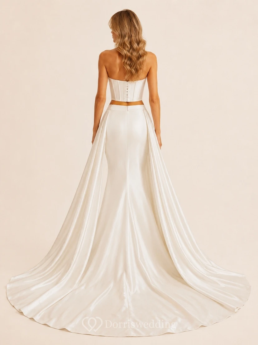 Zweiteiliges, modernes, wandelbares Brautkleid aus Satin mit Herzausschnitt, klassisch view 2