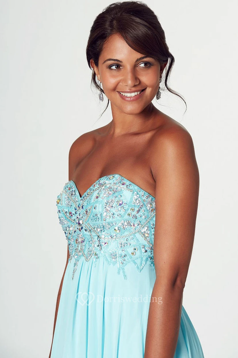 Sweetheart Sleeveless Beaded Chiffon Prom Dress view 3
