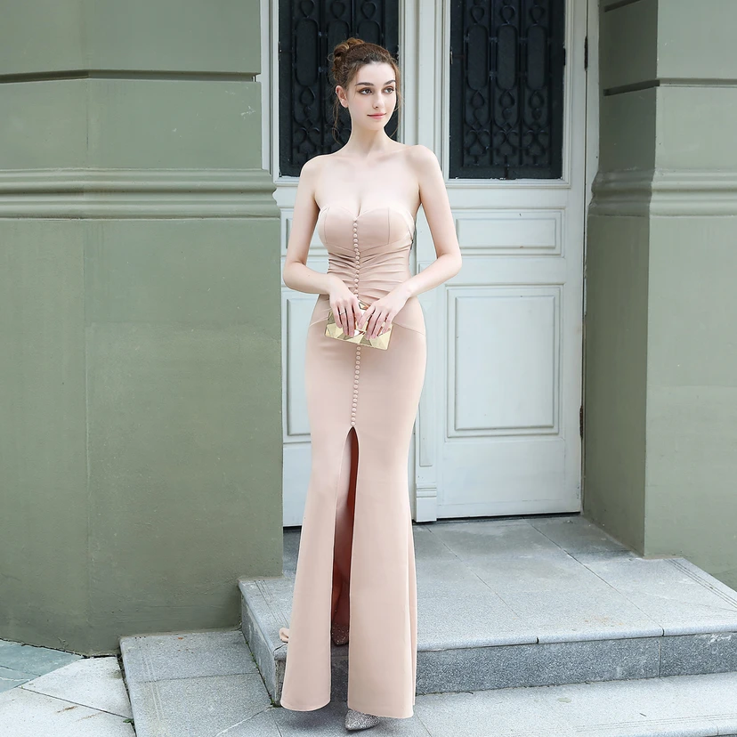 Toast Dress Bride Long Tube Top Thank You Banquet Slim Fishtail Skirt Wedding Car Model Exhibition Dress view 5