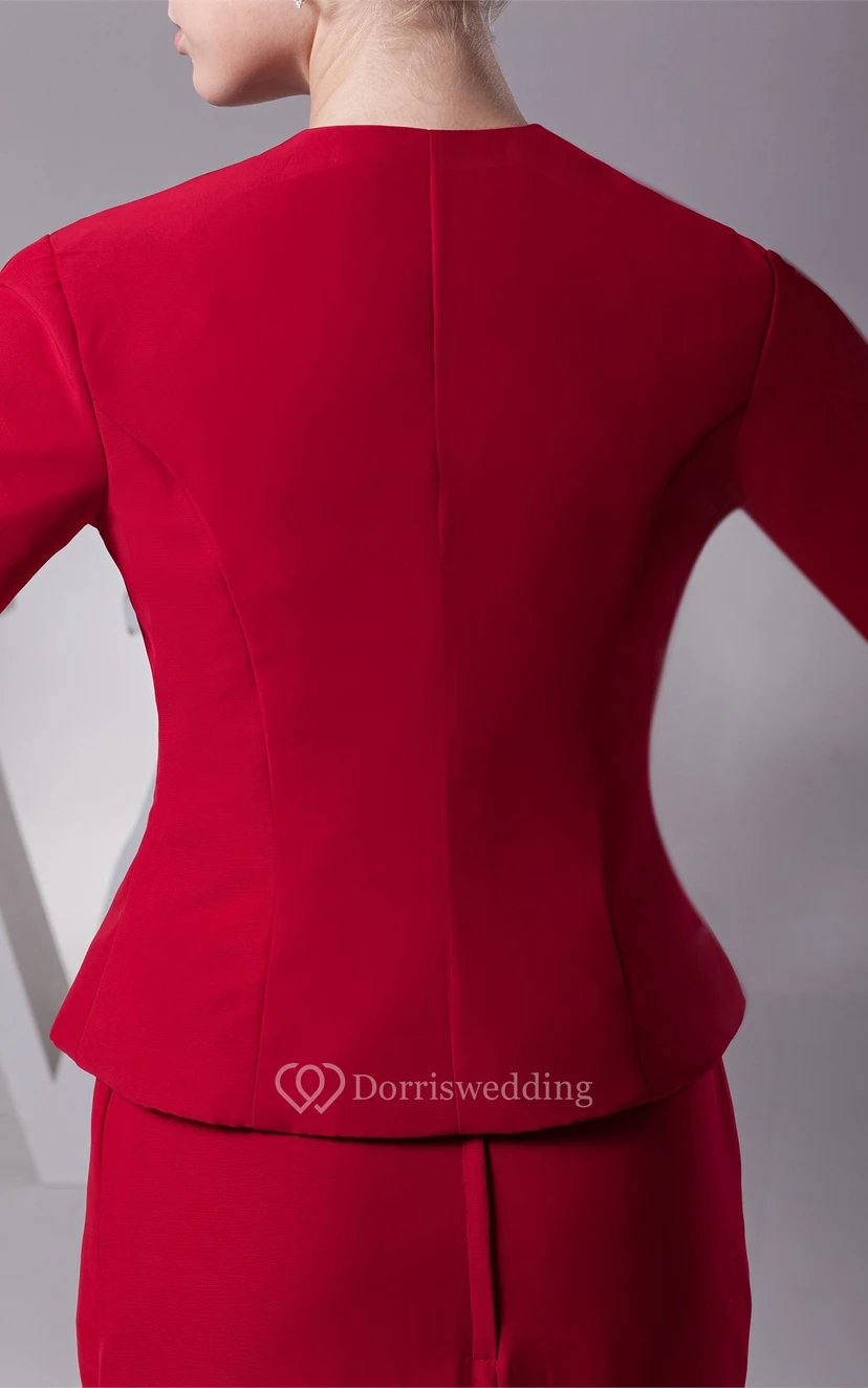 Klassisches Maxi-Etui-Jacket und Kleid mit Brosche view 5