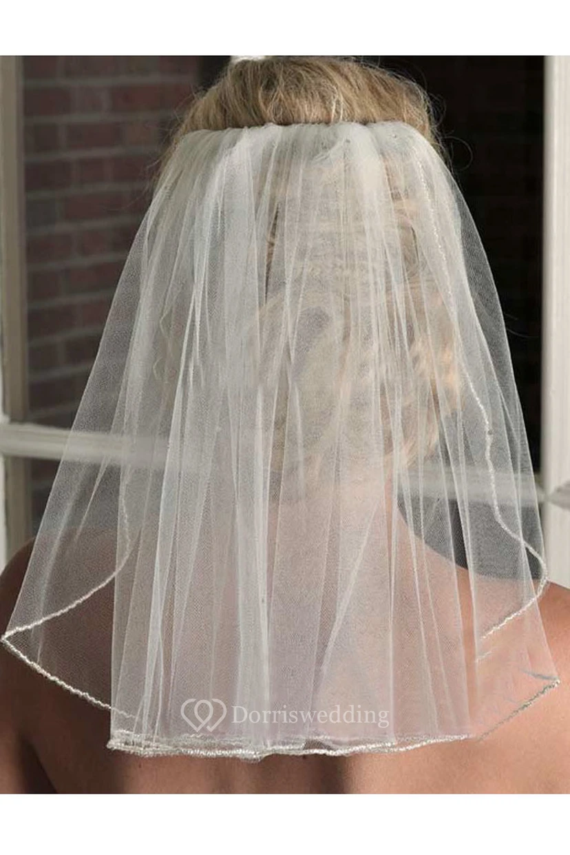 Cute Short Simple Tulle Bridal Veil view 2