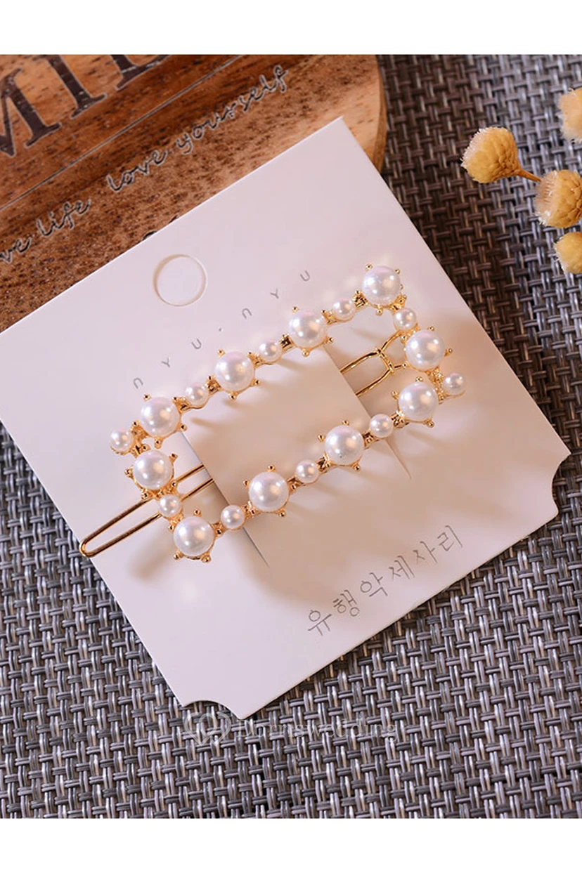 Preciosa pinza para el cabello romántica con forma de círculo, rectángulo, estrella, corazón o corona. view 4